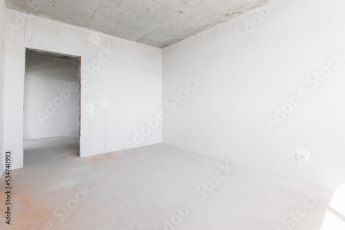 interior of the apartment without decoration in gray colors