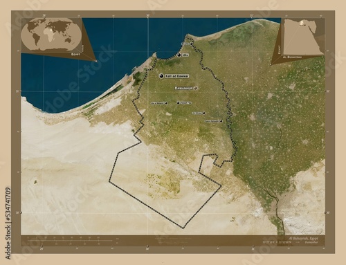 Al Buhayrah, Egypt. Low-res satellite. Labelled points of cities photo