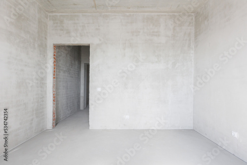 interior of the apartment without decoration in gray colors