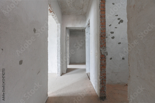 interior of the apartment without decoration in gray colors