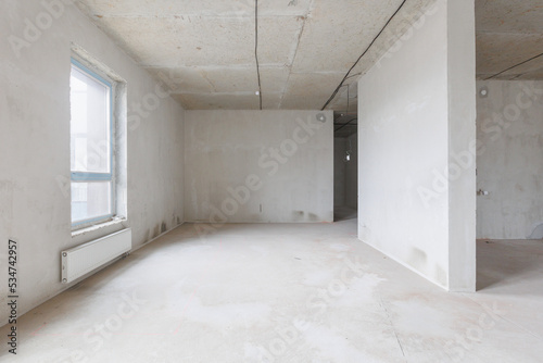 interior of the apartment without decoration in gray colors