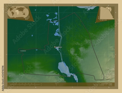 Al Isma`iliyah, Egypt. Physical. Labelled points of cities photo