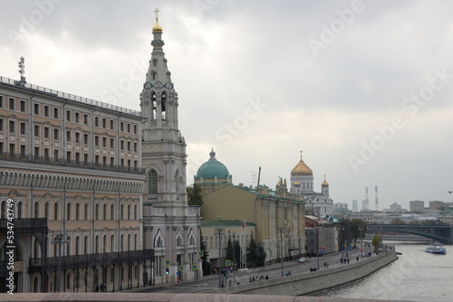 Moscow embankment, Old bell tower and church roofs