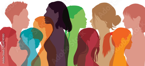An international and multi-ethnic women and girl group who communicate and exchange information. Social network female community. Friendships from diverse cultures.