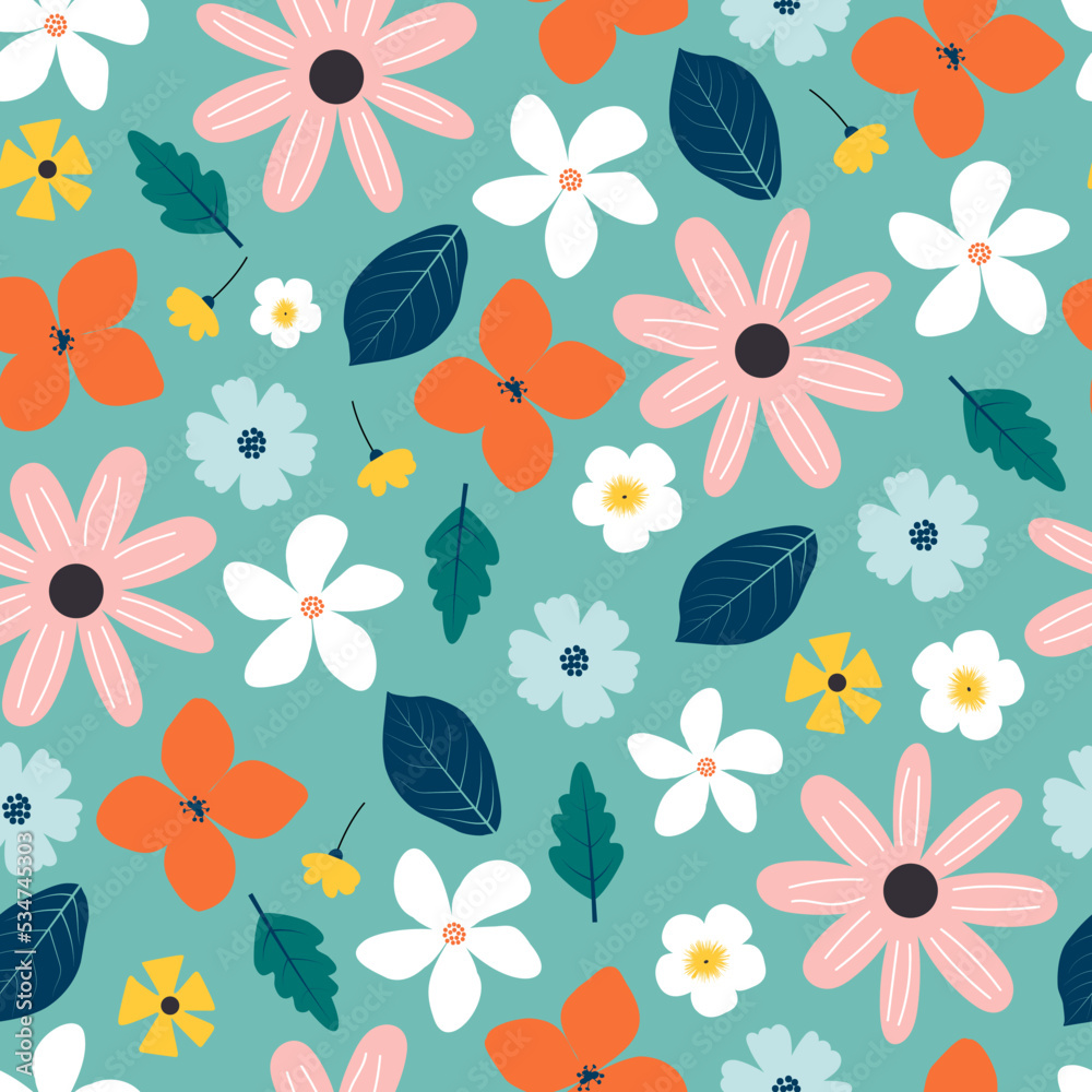 Modern pretty ditsy floral seamless pattern design for surface printing. Abstract flowers and leaves. Repeat texture background Modern pretty ditsy floral seamless pattern design for surface printing. Abstract flowers and leaves. Repeat texture background