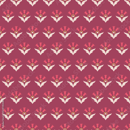 Ornamental seamless ditsy pattern design. Creative oriental floral motifs. Repeat texture background for printing and textile