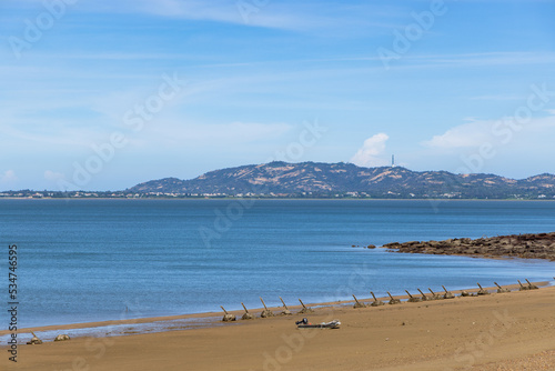 Taiwan Kinmen sand beach with anti landing spikes