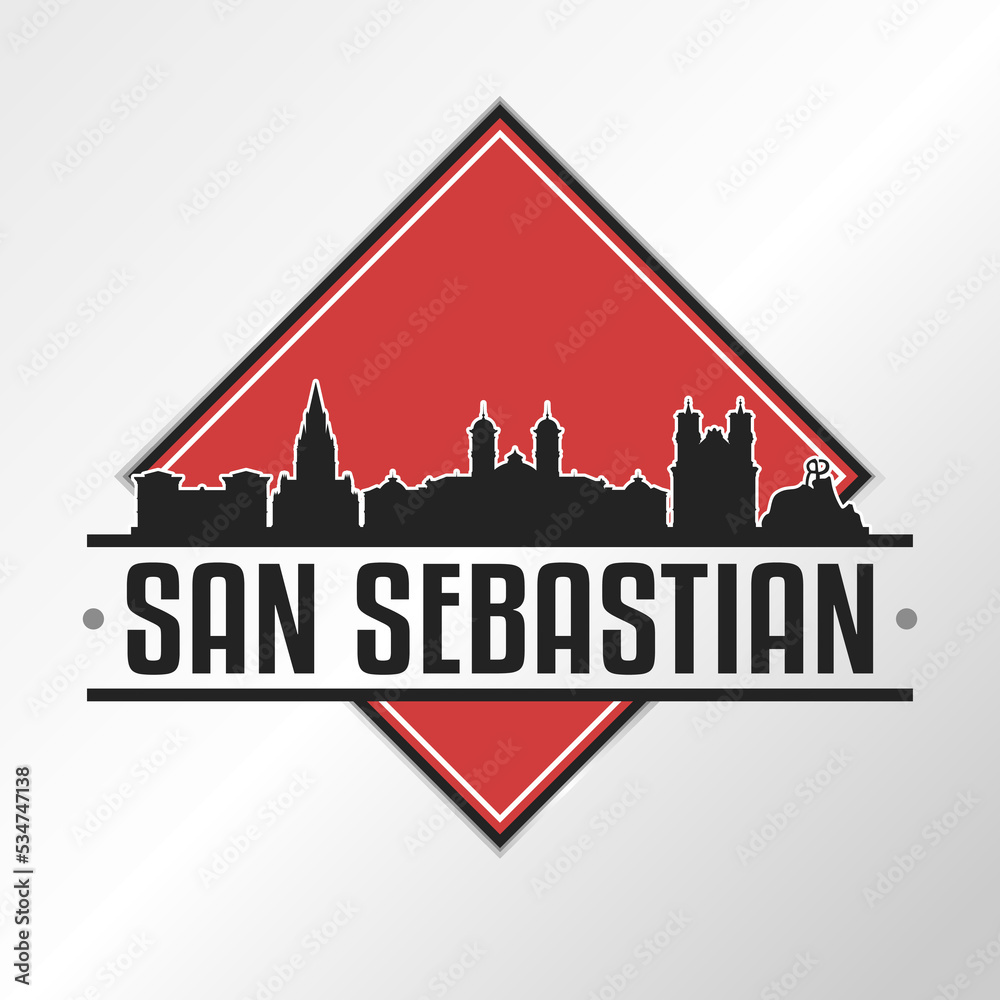 Donostia-San Sebastian, Gipuzkoa, Spain Skyline Logo. Adventure Landscape Design Vector City Illustration Vector illustration.