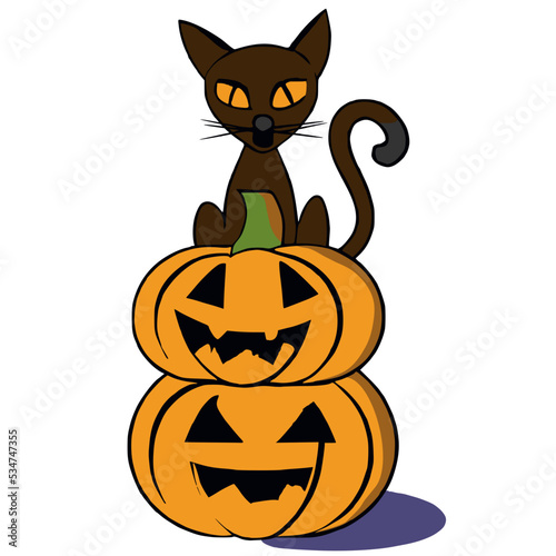 Halloween cat and pumpkin