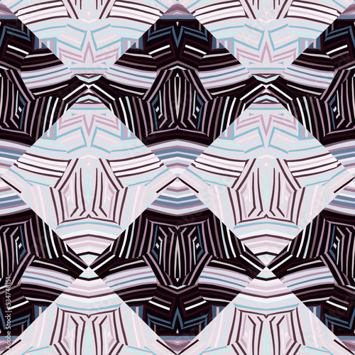 Geometric lines wallpaper. Abstract ethnic tile. Tribal mosaic seamless pattern.