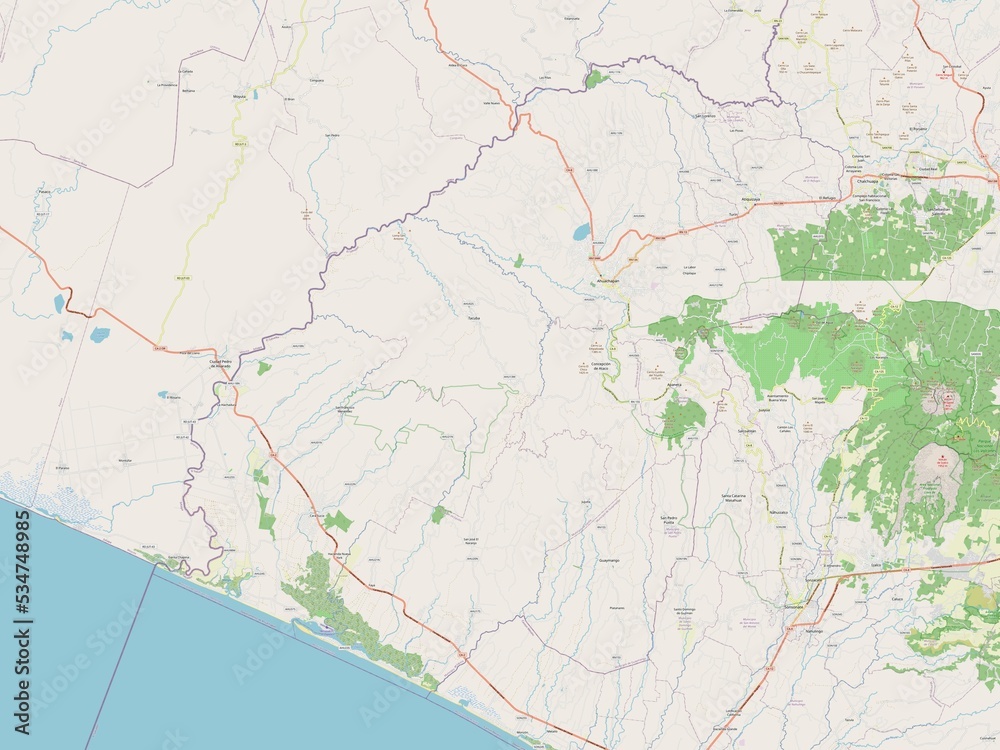 Fototapeta premium Ahuachapan, El Salvador. OSM. No legend