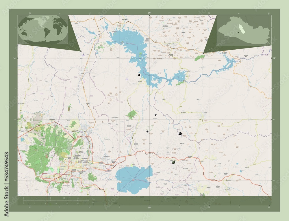 Fototapeta premium Cuscatlan, El Salvador. OSM. Major cities