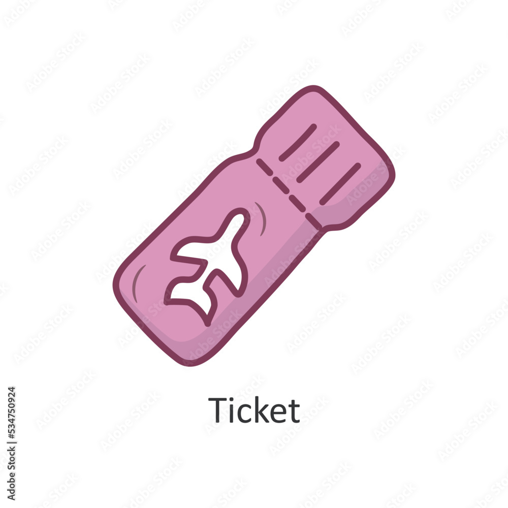 Ticket Vector Filled outline Icon Design illustration. Travel Symbol on White background EPS 10 File
