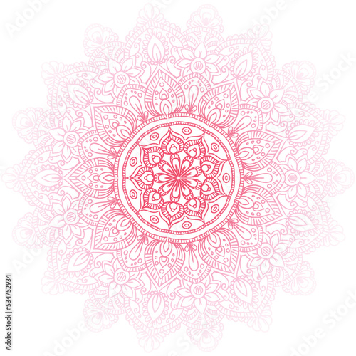 Decorative pink mandala on white background