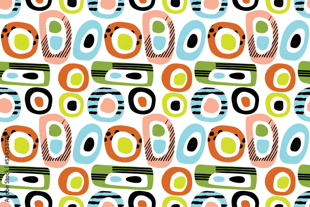 seamless repeating pattern with colorful abstract shapes