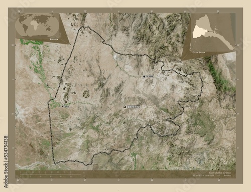 Gash Barka, Eritrea. High-res satellite. Labelled points of cities photo