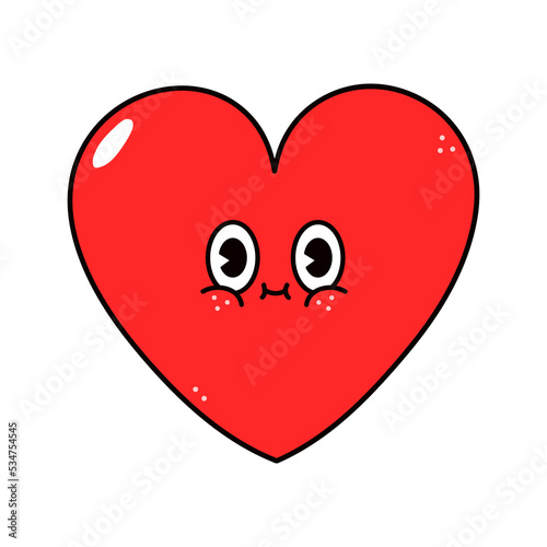 Cute funny heart character. Vector hand drawn traditional cartoon vintage, retro, kawaii character illustration icon. Isolated on white background. Heart character concept