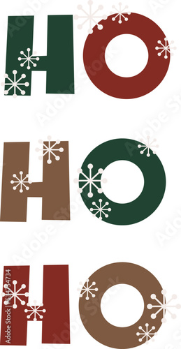 Merry Christmas Hohoho Vector illustration on white background