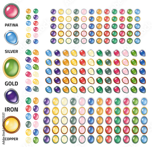 Tableau sur toile PNG transparent solid and translucent gems collection, color gemstones and birth