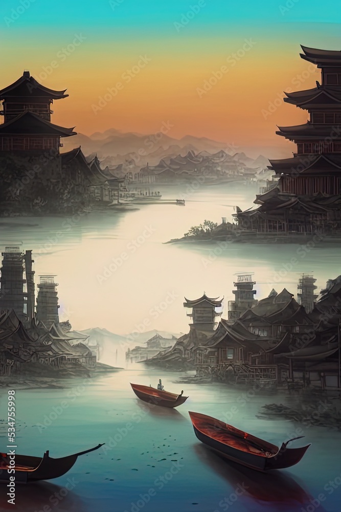 Obraz premium Ancient Japanese Village