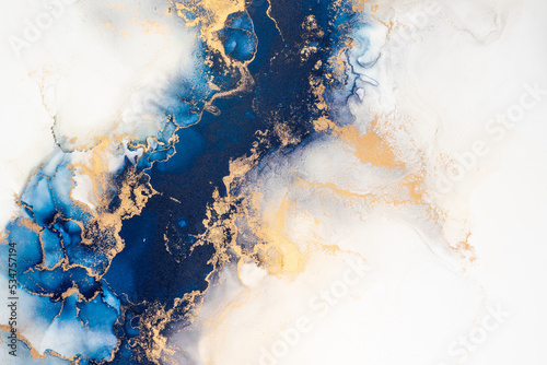 Marble ink abstract art from exquisite original painting for abstract background . Painting was painted on high quality paper texture to create smooth marble background pattern of ombre alcohol ink . photo