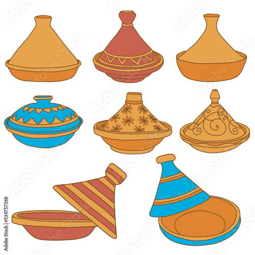 Schilderij op canvas Moroccan multicolored tagine icons various shapes