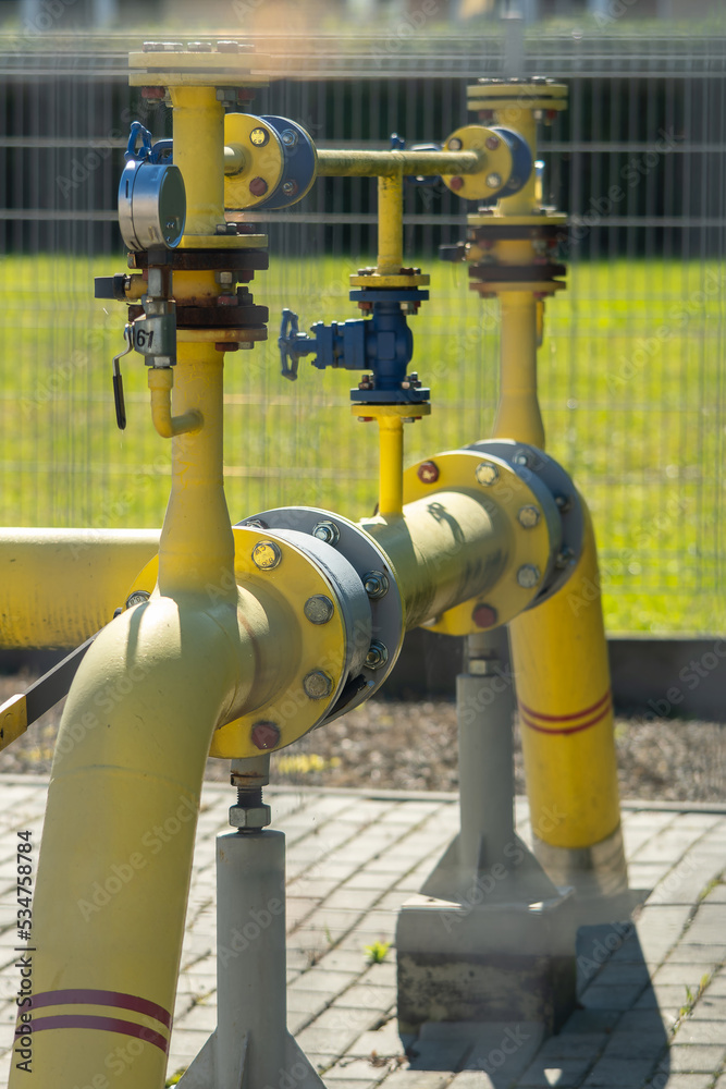 Oil, Gas Processing Facility with Pipeline Valves.