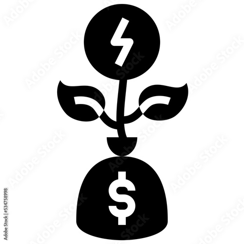 initial investment black solid icon
