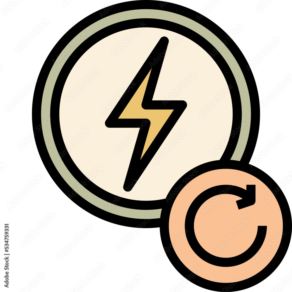 recovery energy black outline filled color icon recovery energy black outline filled color icon