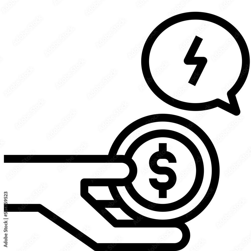 energy cost black outline icon energy cost black outline icon