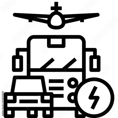 transportation energy consumption black outline icon