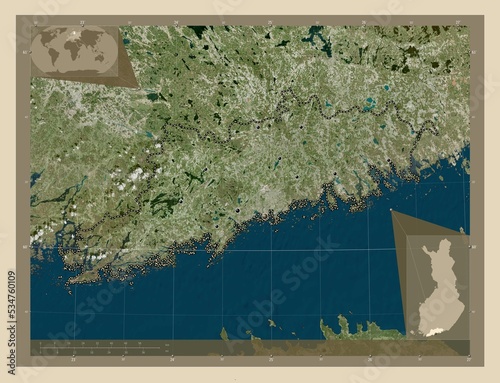 Uusimaa, Finland. High-res satellite. Major cities photo