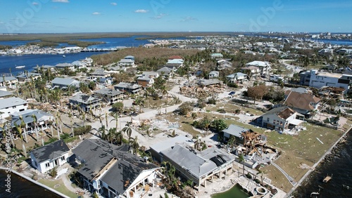 aerial view of the Fort Myer beach after hurricane Ian 