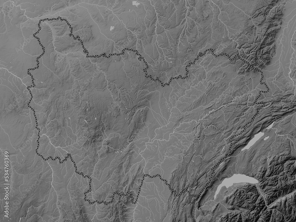 Bourgogne-Franche-Comte, France. Grayscale. No legend Bourgogne-Franche-Comte, France. Grayscale. No legend