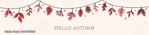 hello autumn card greetings wallpaper banner leaves falling