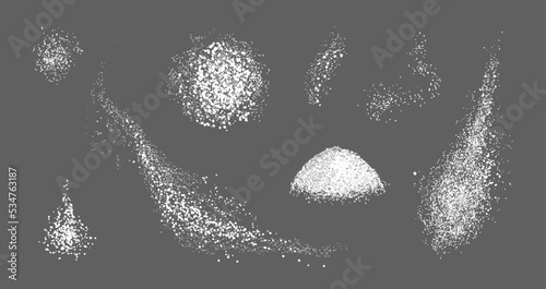 Fotografie, Obraz Scatters of white salt or sugar crystals realistic set