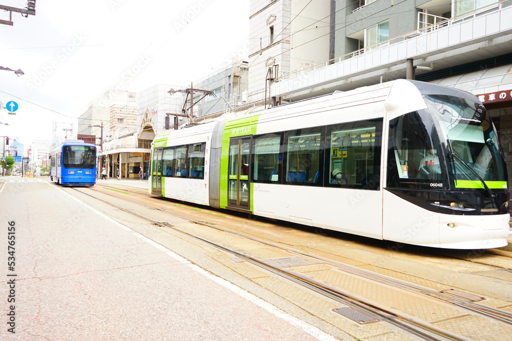 Tram at Toyama Station in Toyama, Japan - 日本 富山県 富山駅 市電