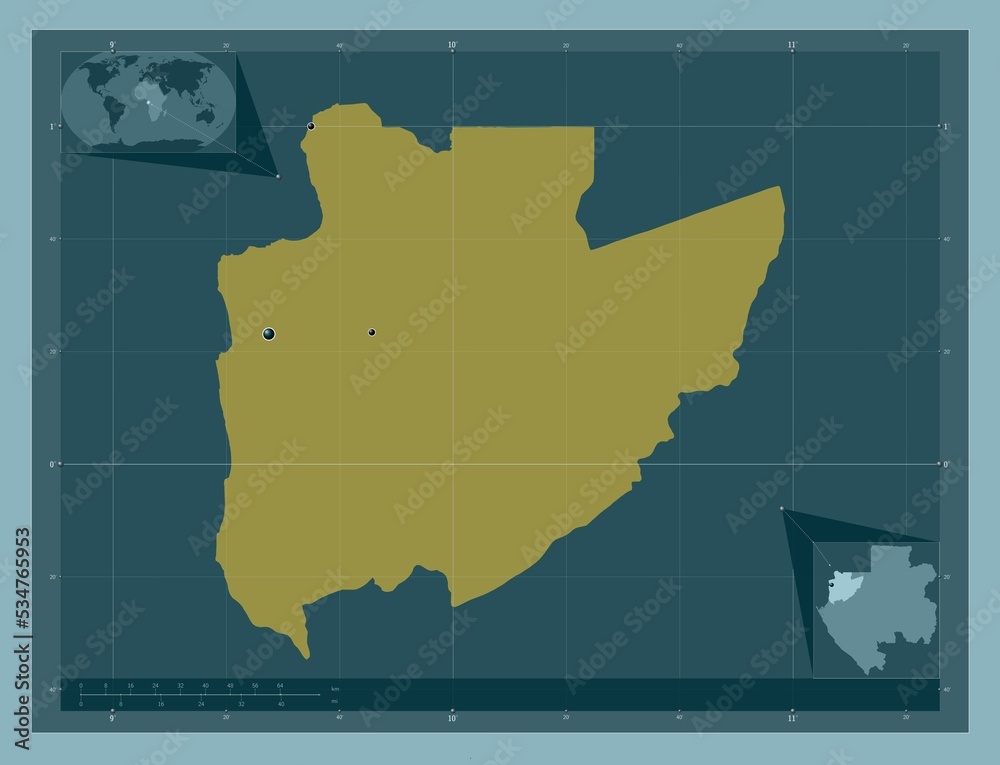 Estuaire, Gabon. Solid. Major cities