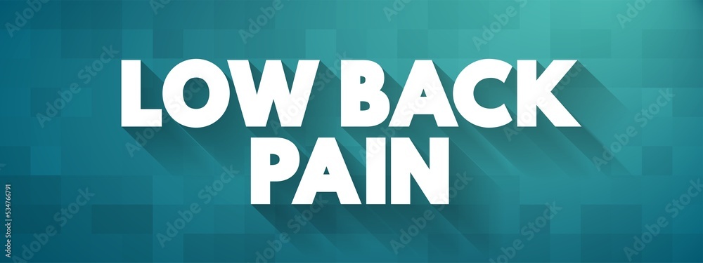 Low Back Pain - acute, or short-term back pain lasts a few days to a few weeks, text concept for presentations and reports