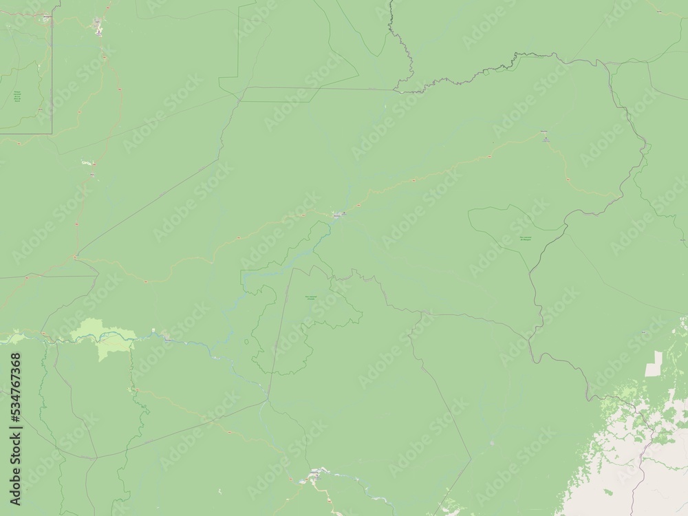 Fototapeta premium Ogooue-Ivindo, Gabon. OSM. No legend