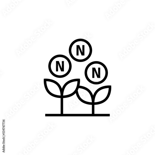 Nitrogen fertilizer gradient line vector icon