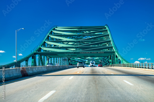 Portsmouth, USA. Crossing the river at the Piscataqua River Bridge. photo