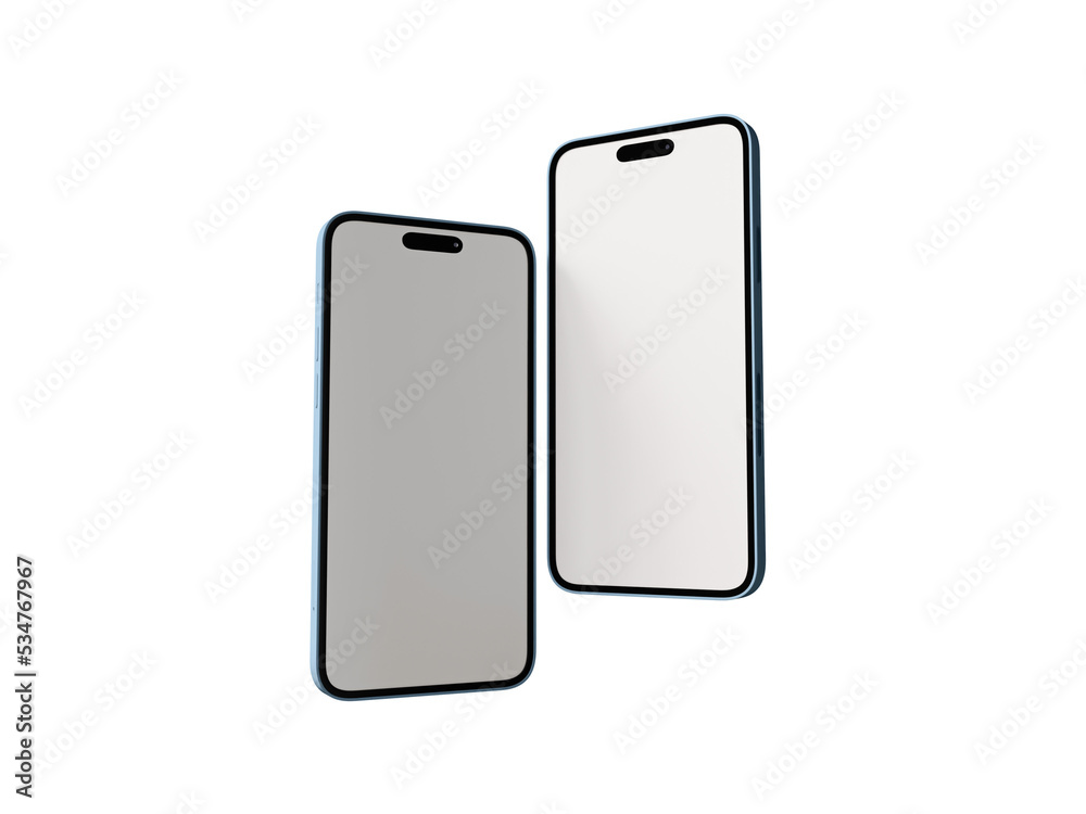 iPhone 14 pro max mockup with white screen. 2 smartphones in front side. 3D rendered Illustration. iPhone 14 pro max mockup with white screen. 2 smartphones in front side. 3D rendered Illustration.