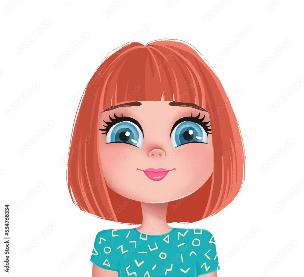 Cute Girl Illustration. Cartoon Avatar Portrait. Child Face Avatar. Smiling Little Girl. Kid Character. Cute Girl Illustration. Cartoon Avatar Portrait. Child Face Avatar. Smiling Little Girl. Kid Character.