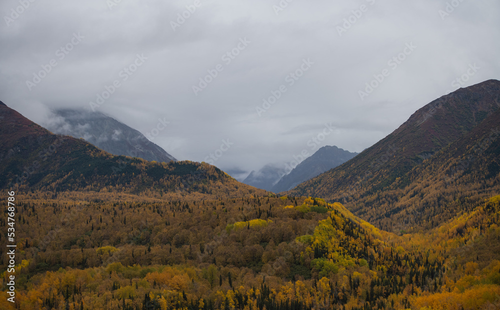 scenic view from the mountain - Glenn highway in Alaska scenic view from the mountain - Glenn highway in Alaska