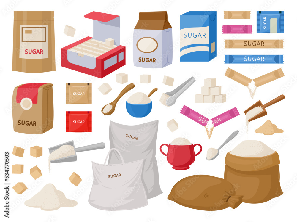 Samolepka Cartoon sugar, cane sugar cubes, sweet cooking product