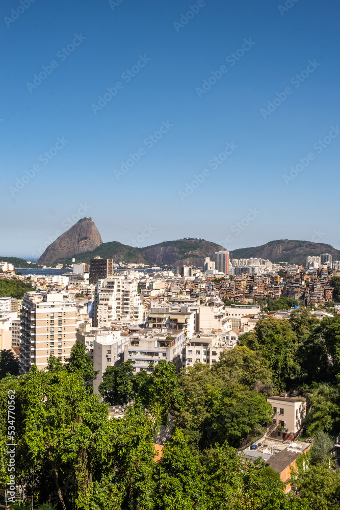 Views of Rio de Janeiro from Santa Teresa neighbourhood, Brasil, beautiful sunny day with clear blue skies