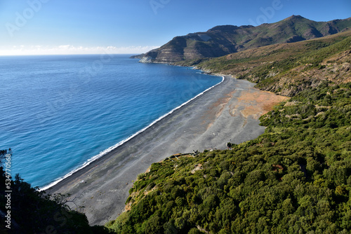 Fototapeta Naklejka Na Ścianę i Meble -  View of the beach of Nonza, in Cap Corse, Corsica, France