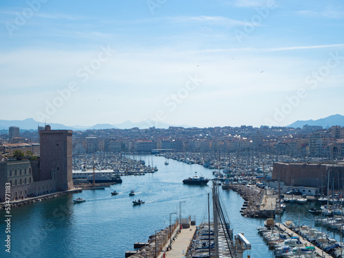 Marseille, France - May 15th 2022: Entrance towards the historic harbour