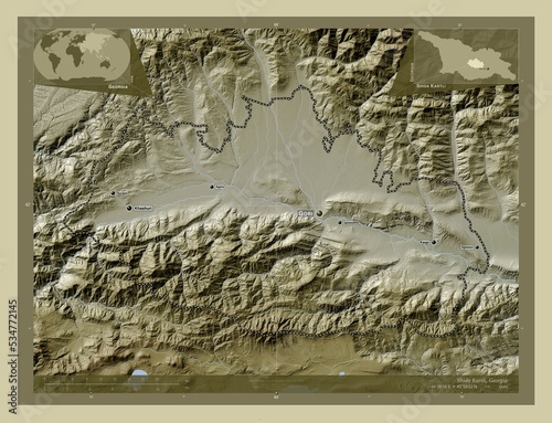 Shida Kartli, Georgia. Labelled points of cities photo